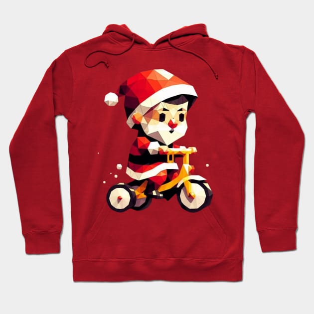 Christmas Baby Santa Bicycle Hoodie by fadinstitute